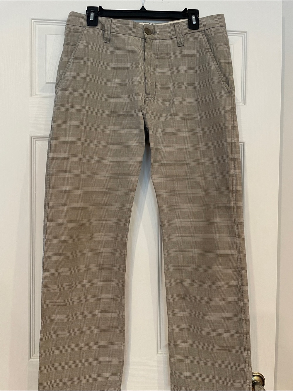 Men's Plaid Chinos in Light Taupe